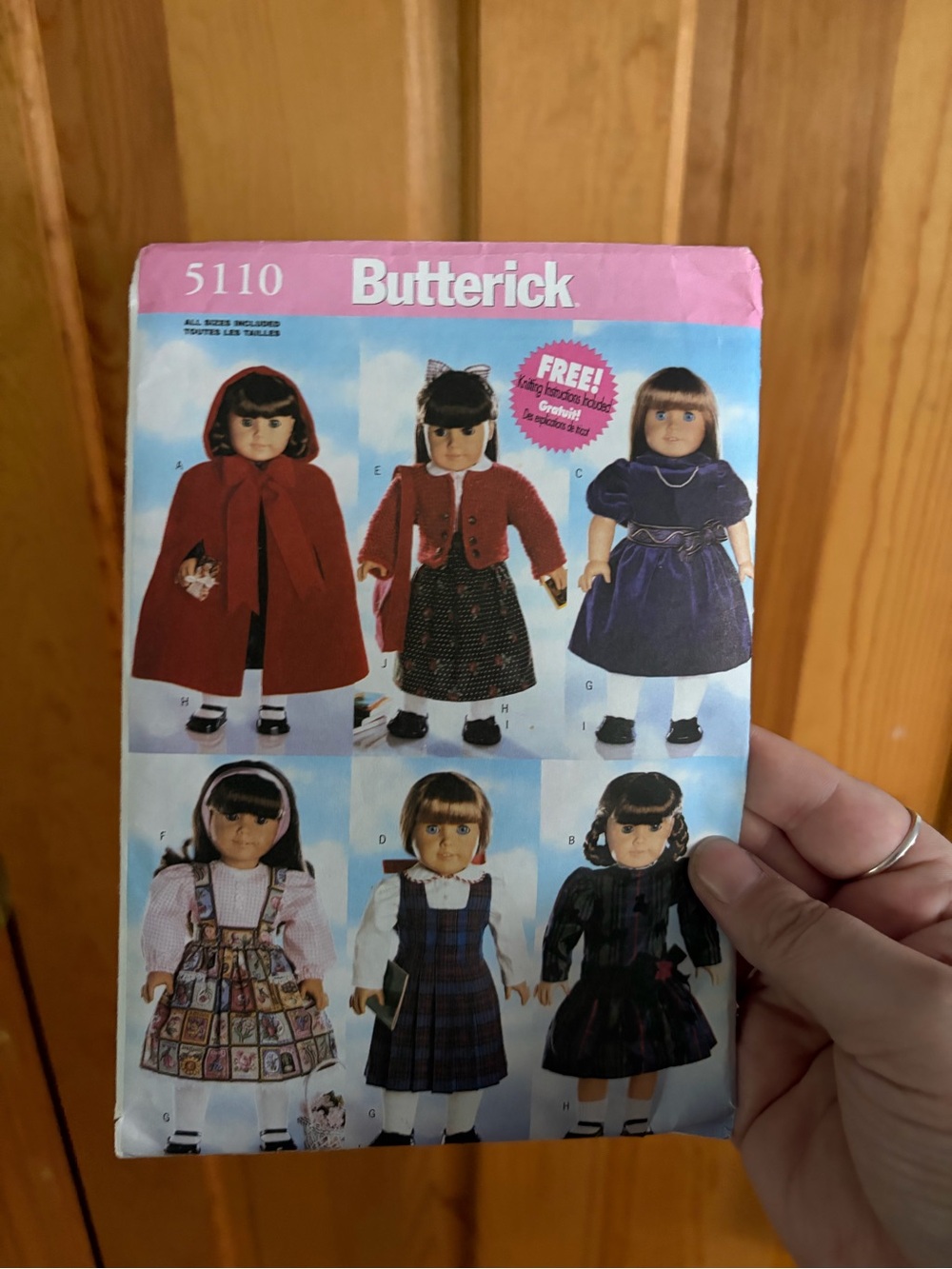 Butterick 5110 18” American girl doll clothing pattern